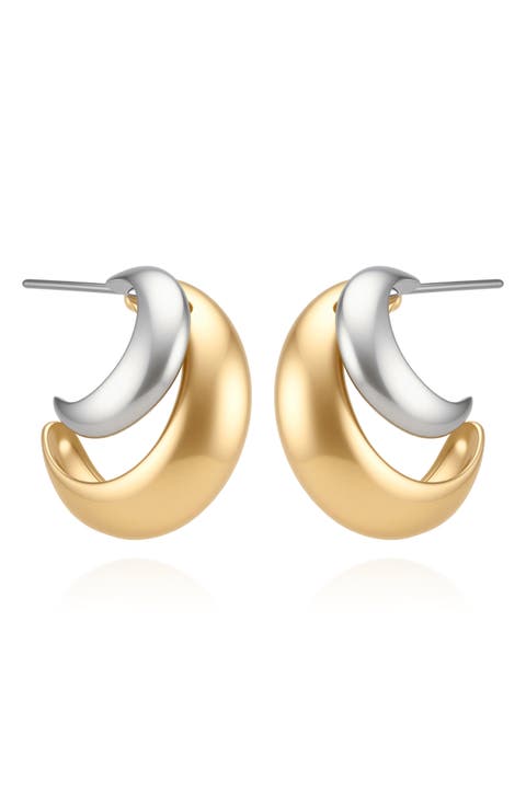 Mixed Metal Double Hoop Earrings