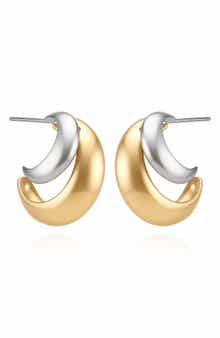 Mixed Metal Double Hoop Earrings