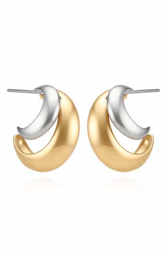 Mixed Metal Double Hoop Earrings