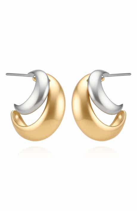 Mixed Metal Double Hoop Earrings