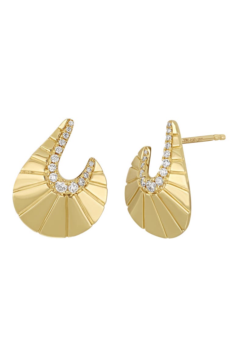 Kiera Large Curve Stud Earrings, Main, color, 18K YELLOW GOLD