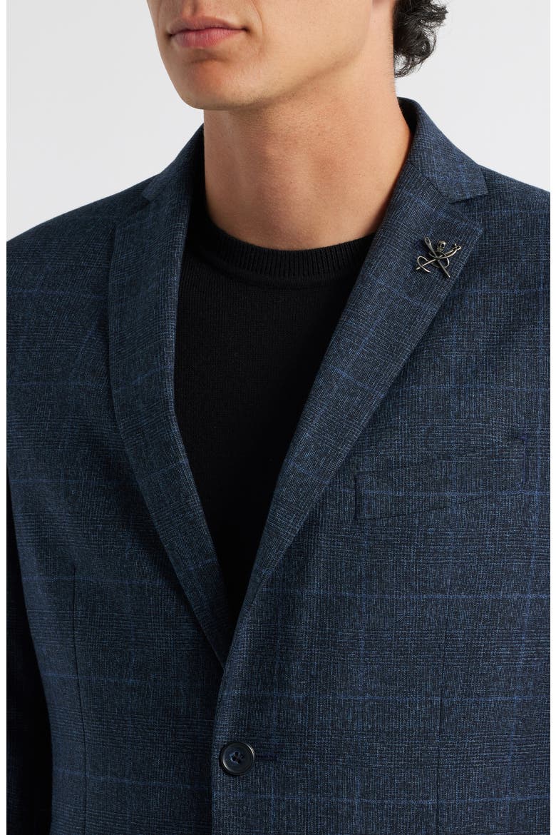 Varick Slim Fit Navy Glen Plaid Wool & Cotton Suit, Alternate, color, BLUE