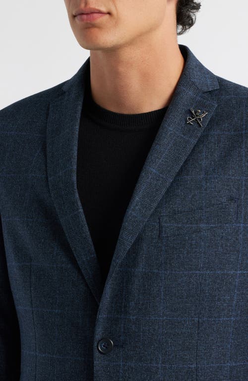 John Varvatos Star Usa Varick Slim Fit Navy Glen Plaid Wool & Cotton Suit In Blue