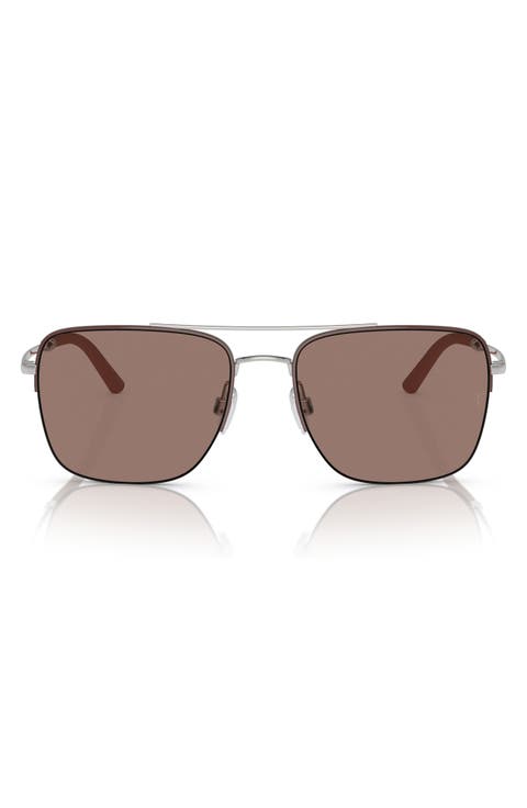 Roger Federer 56mm Semirimless Pilot Sunglasses