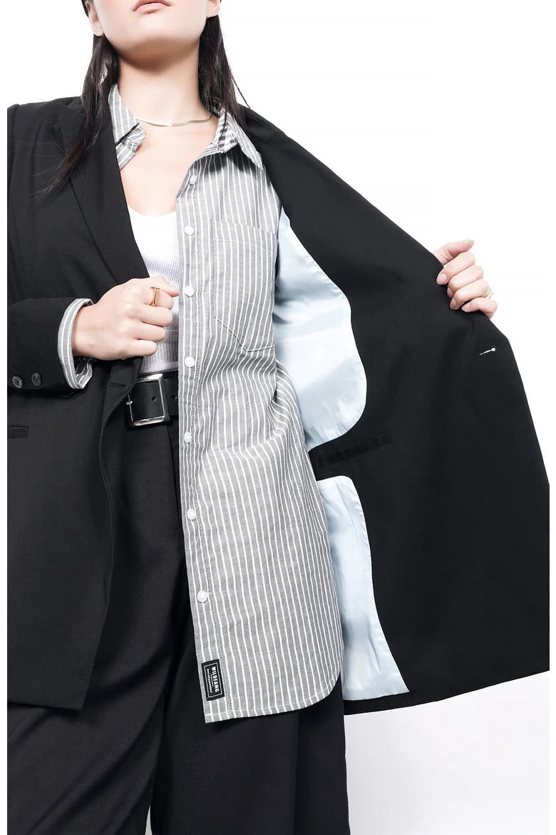 The Empower Double Breasted Blazer, Alternate, color, BLACK