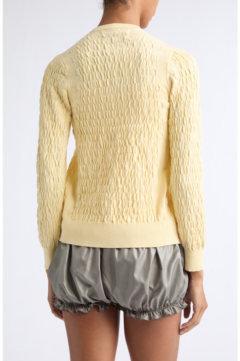 The Shirred Knit Cotton & Cashmere Cardigan, Alternate, color, LEMON