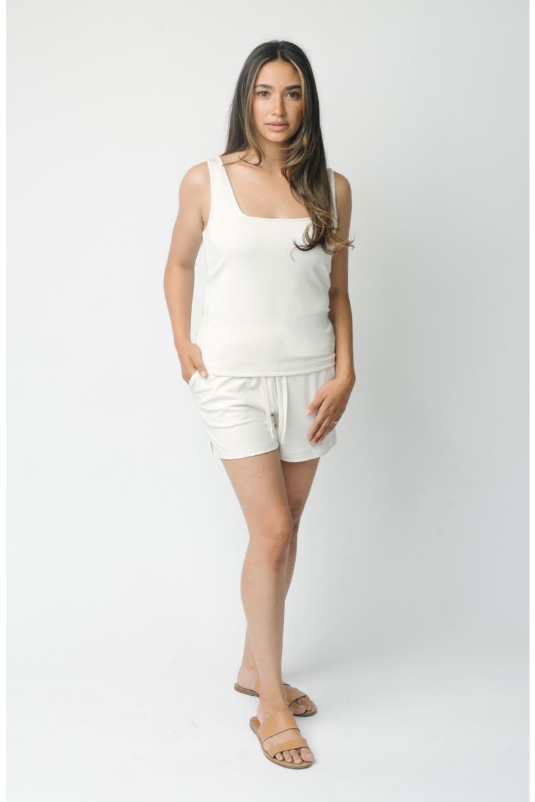 Ultrasoft Square Neck Pajama Top, Alternate, color, IVORY