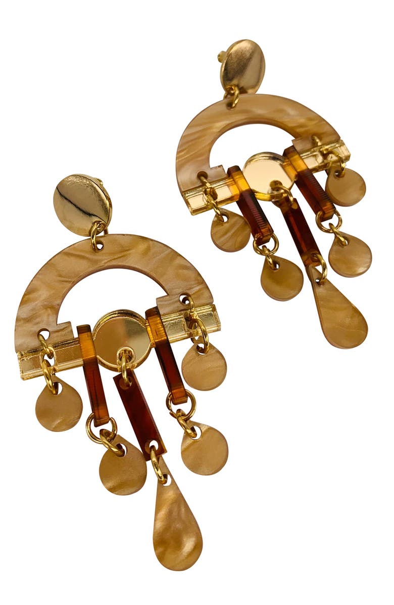 Toolally Fan Chandeliers - Caramel Swirl & Tortoiseshell Gold, Alternate, color, Caramel & Gold