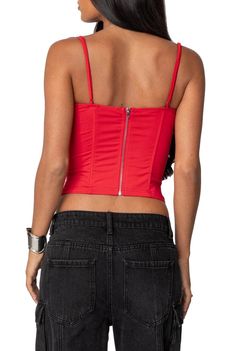 EDIKTED Juno Corset Crop Camisole, Alternate, color, Red