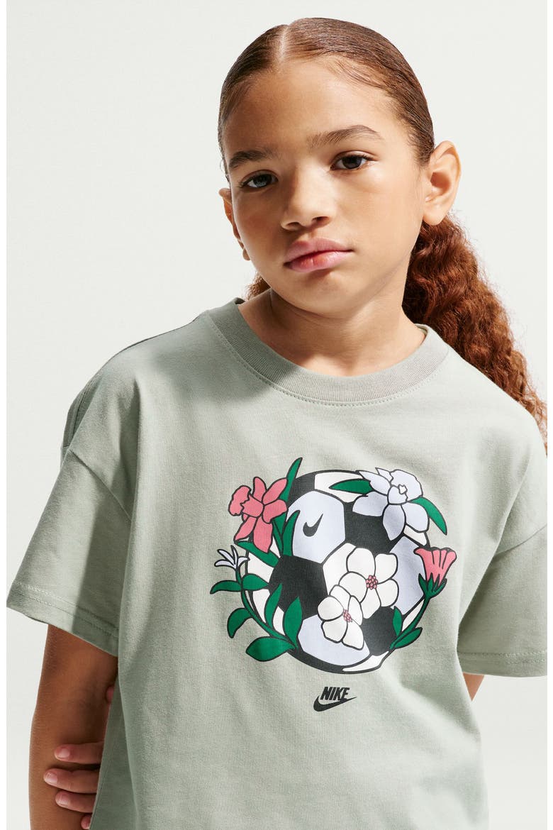 Kids' Sportswear Essential Soccer Boxy Graphic T-Shirt, Alternate, color, SPRUCE FOG