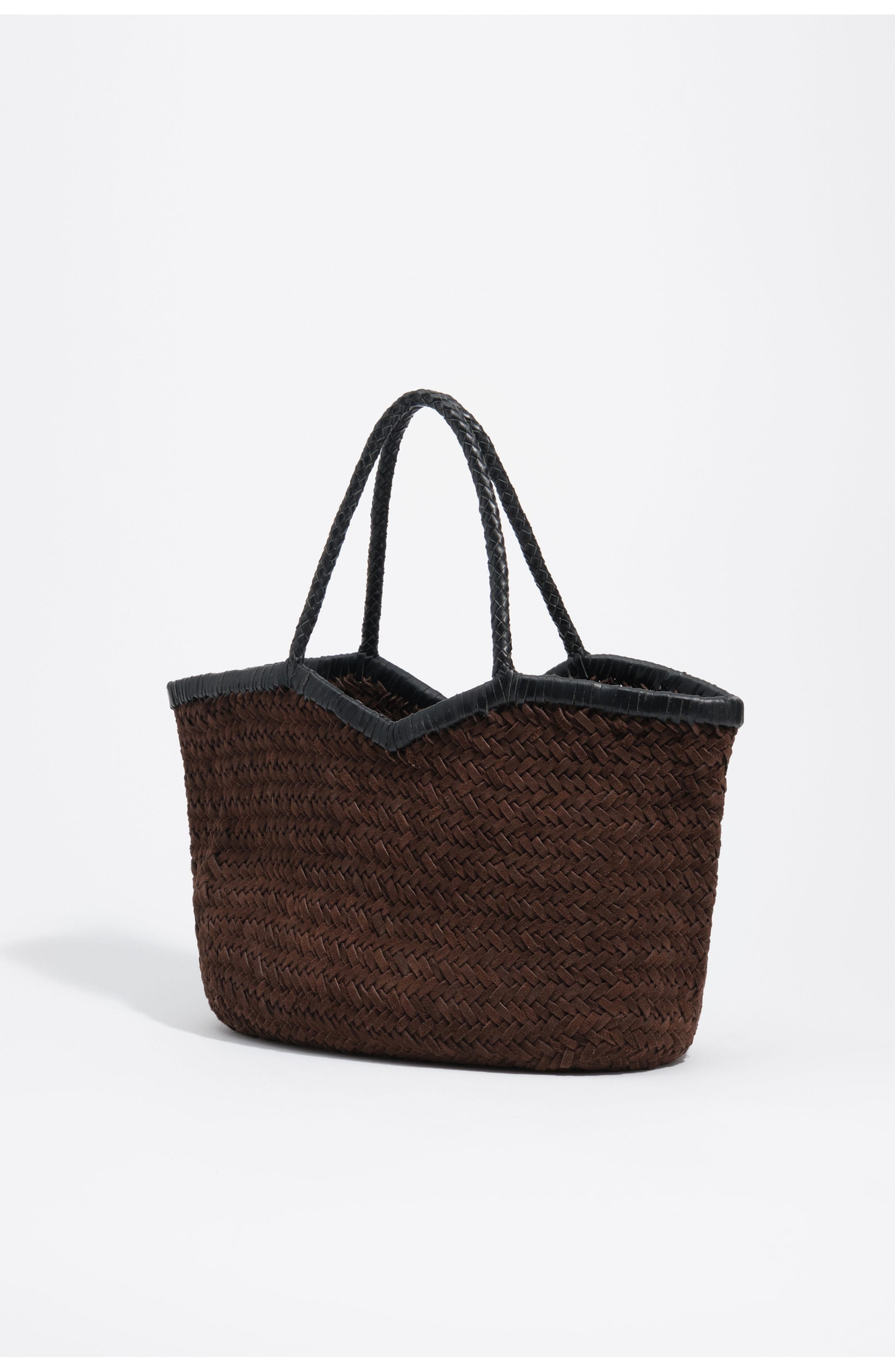 Large Braided Leather Shopper, Alternate, color, CHOCOLATE