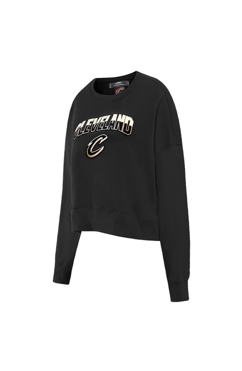 PRO STANDARD Women's Pro Standard Black Cleveland Cavaliers Glam Cropped Pullover Sweatshirt, Alternate, color,