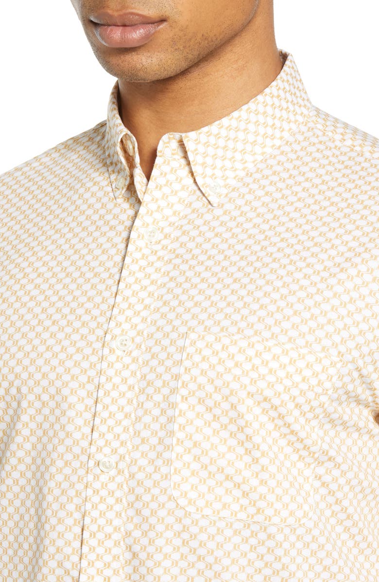 Club Monaco Slim Fit Honeycomb Print Button-Down Shirt, Alternate, color, 