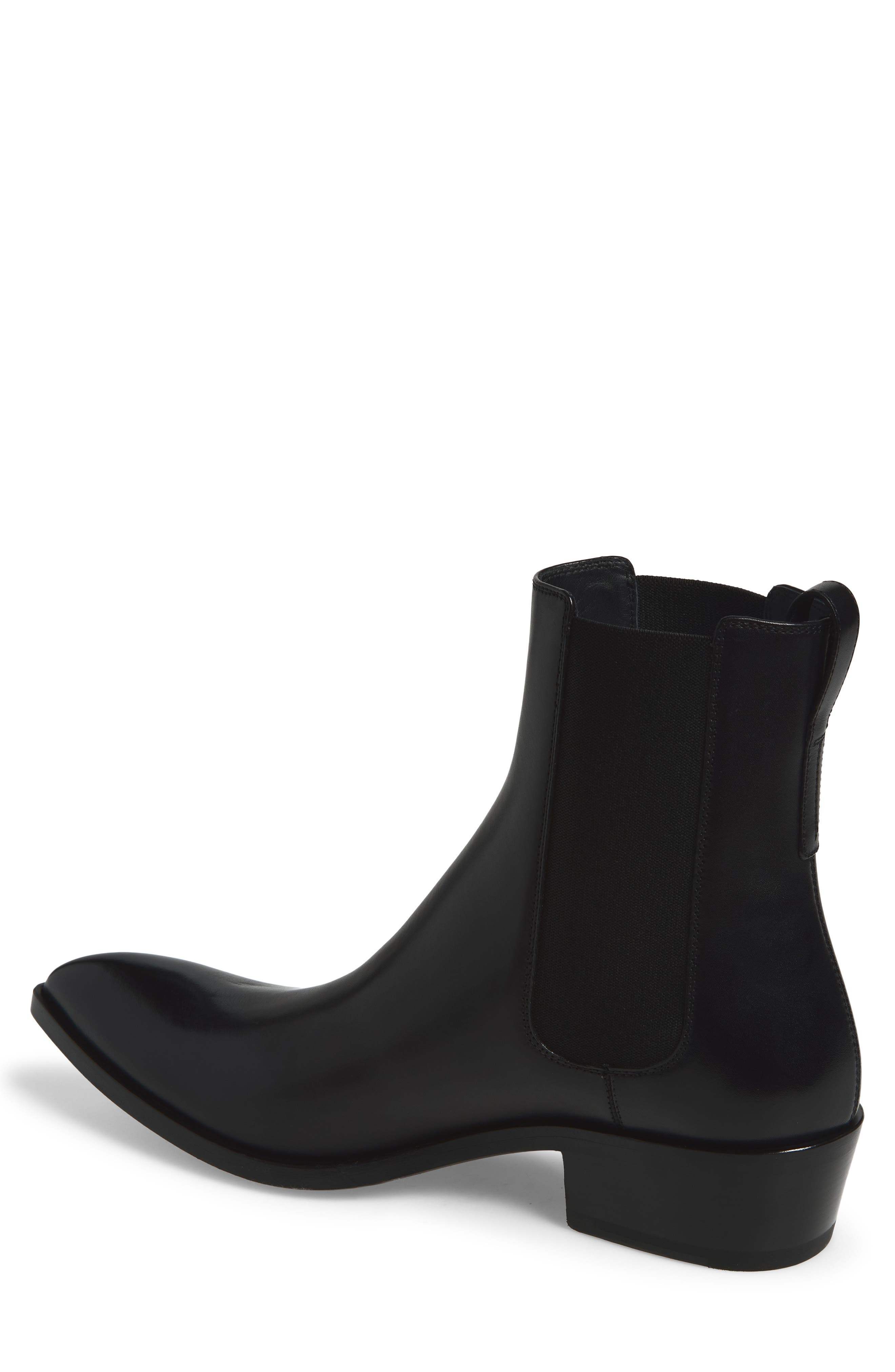 Dagger Burnished Leather Pointed Toe Chelsea Boot, Alternate, color, NAA BLACK