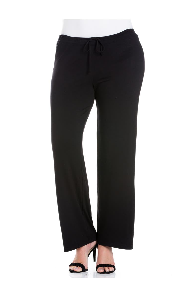 24seven Comfort Apparel Comfortable Stretch Draw String Pants, Main, color, Black