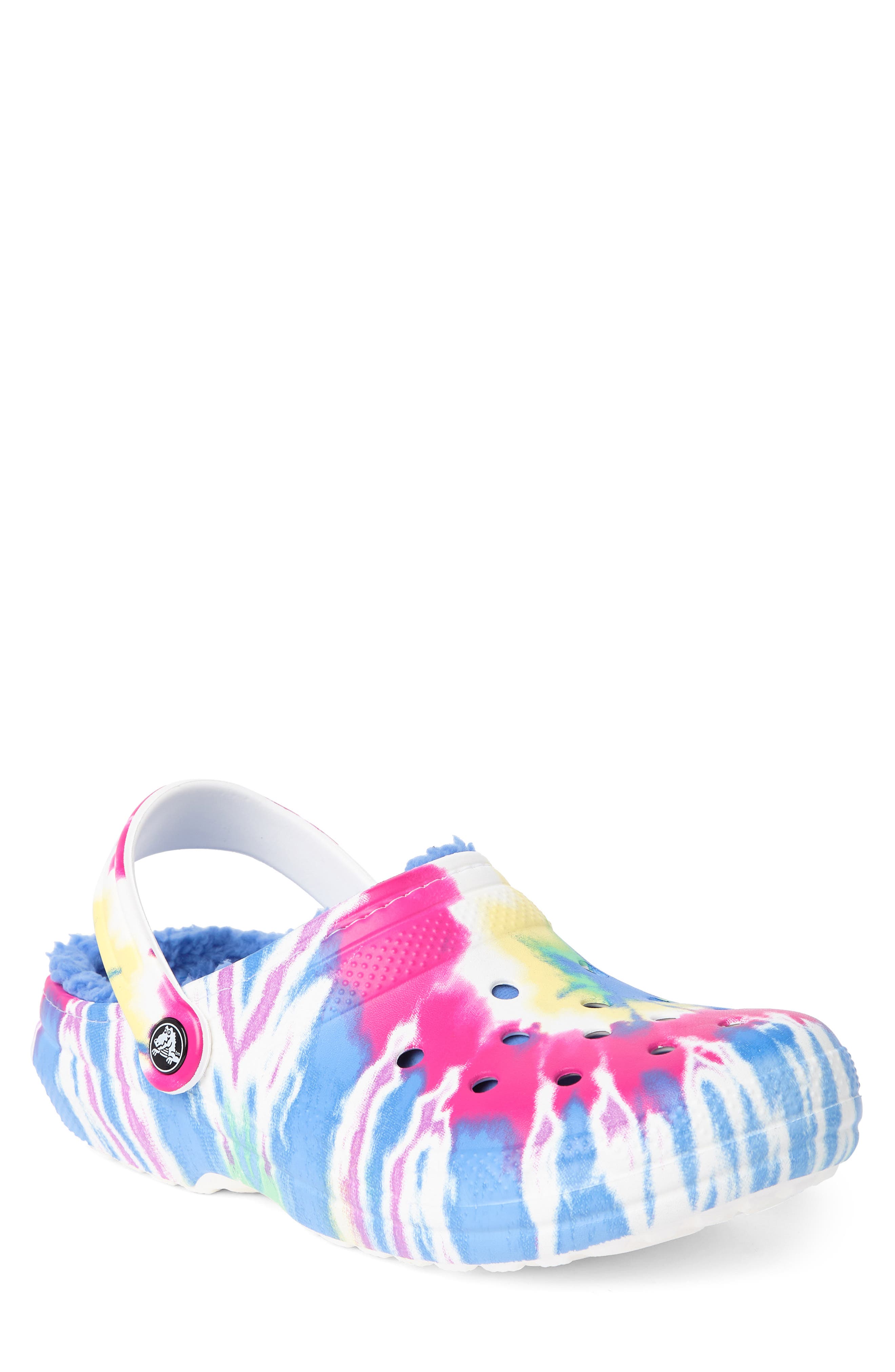 CROCS <sup>™</sup> Classic Fleece Lined Tie Dye Clog, Main, color, 