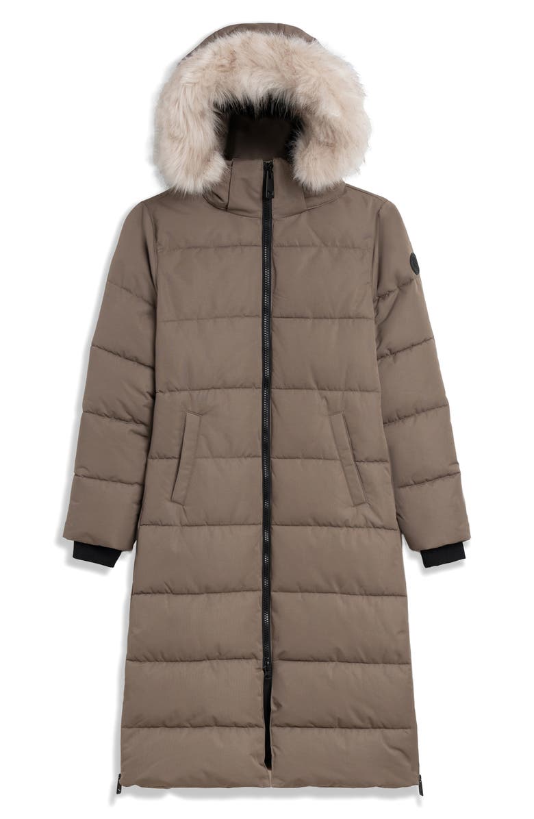 Noize Winter Long Parka with Faux Fur Trim, Alternate, color, Mocha