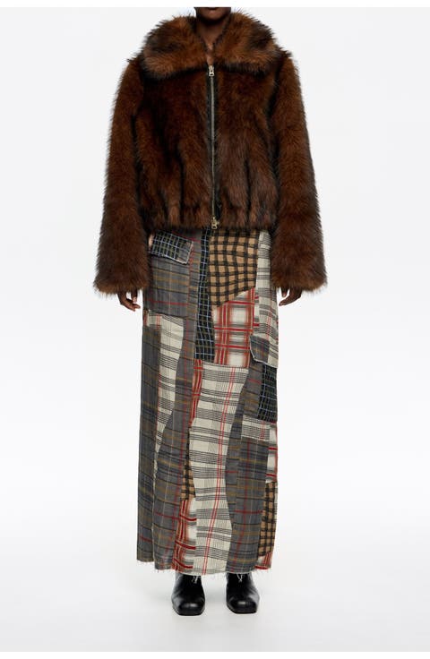 Patchwork Straight Midi Skirt