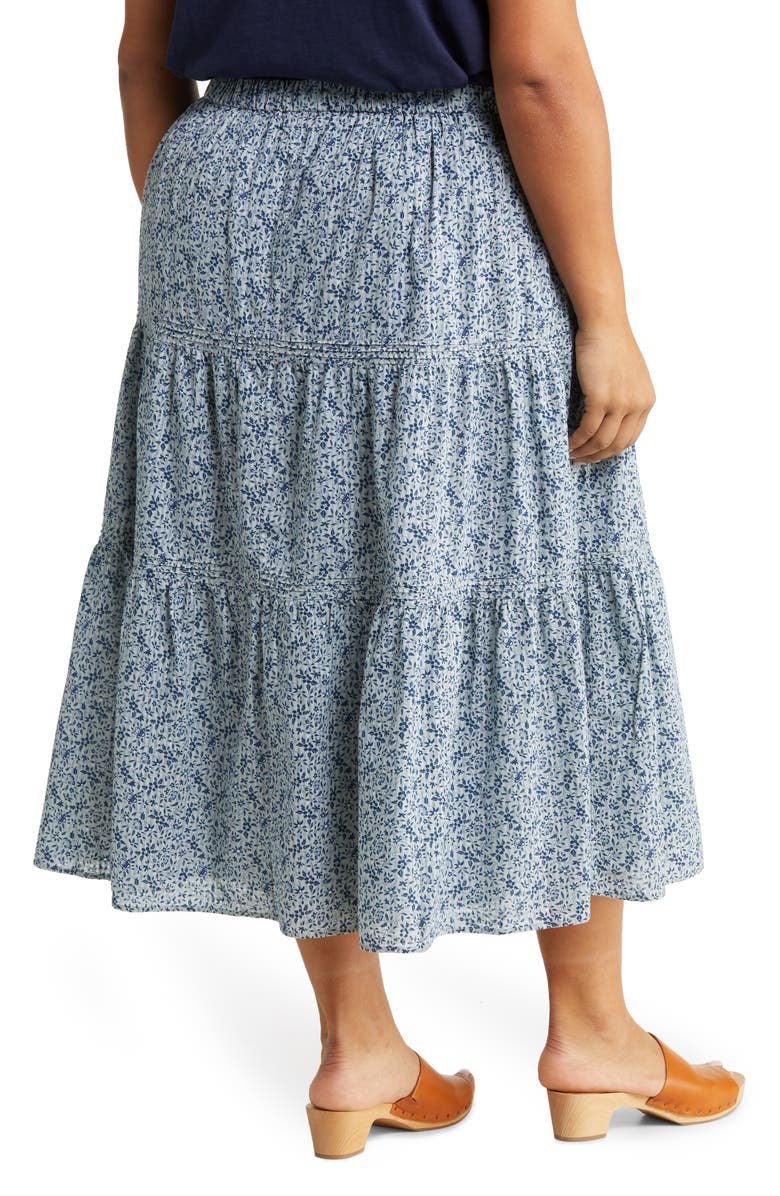 Madewell Florentine Floral Button Front Tiered Maxi Skirt, Alternate, color, 