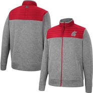 COLOSSEUM Men's Colosseum Charcoal/Crimson Washington State Cougars Putter Herringbone Full-Zip Jacket