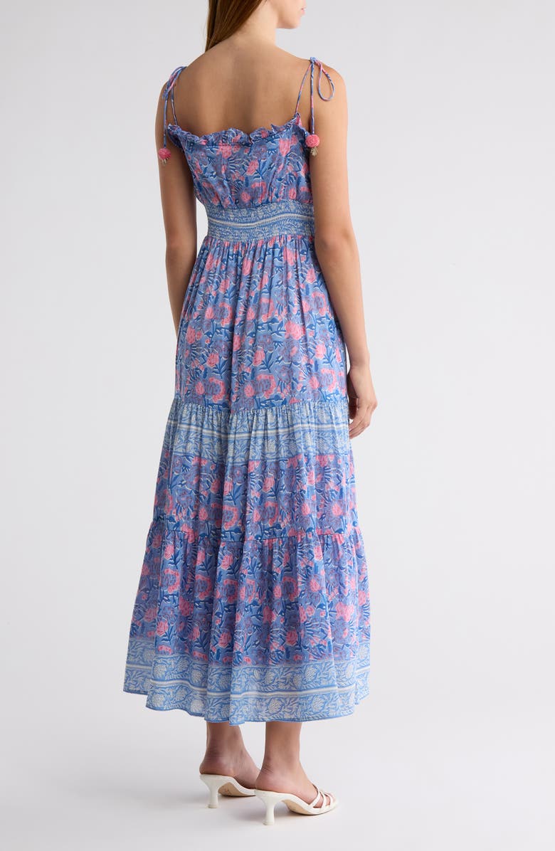 ALICIA BELL Libra Ruffle Tiered Cotton & Silk Cover-Up Sundress, Alternate, color, Blue Pink Print