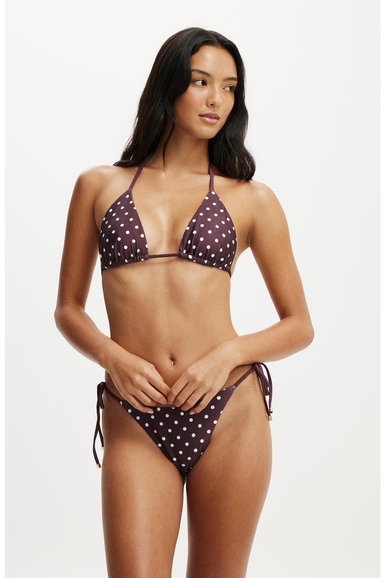 Women's String Triangle Bikini Top, Main, color, Missy Spot Plum Kiss