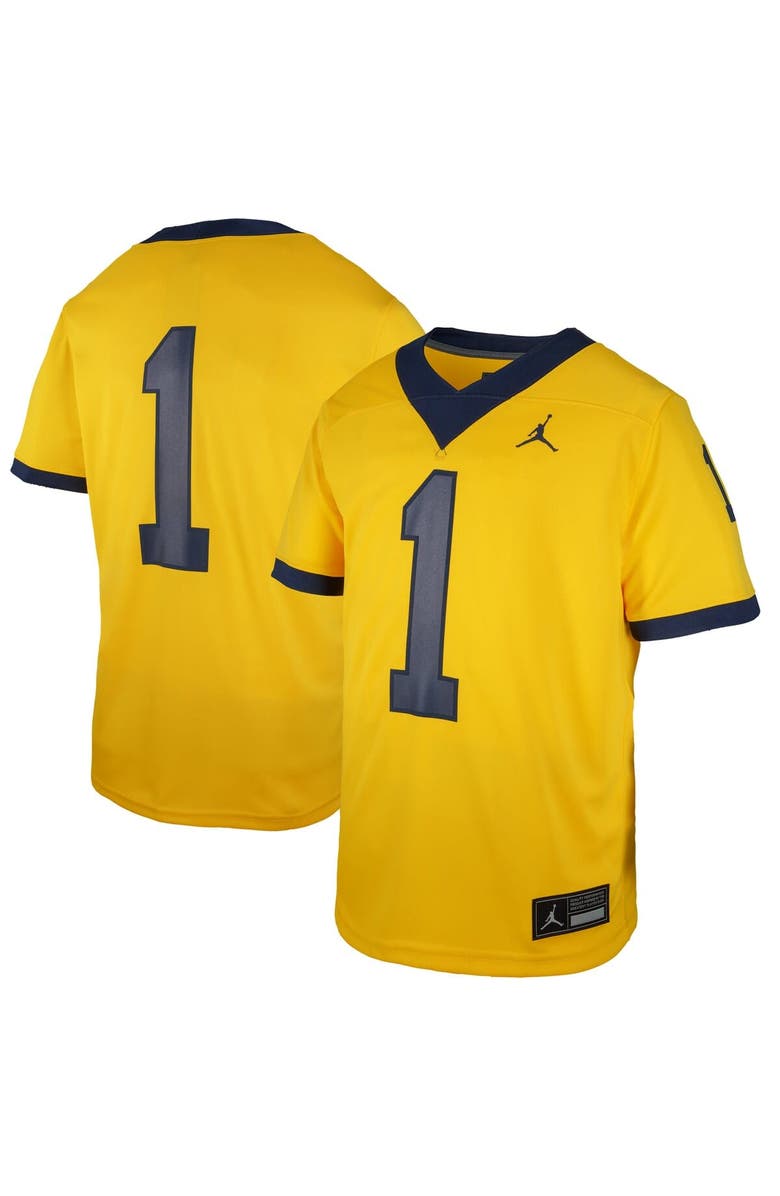 Jordan Brand Youth Jordan Brand #1 Maize Michigan Wolverines Untouchable Replica Game Jersey, Alternate, color, Maize