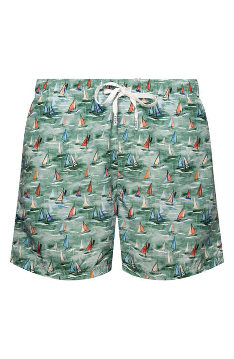 Boat Print Swim Trunks