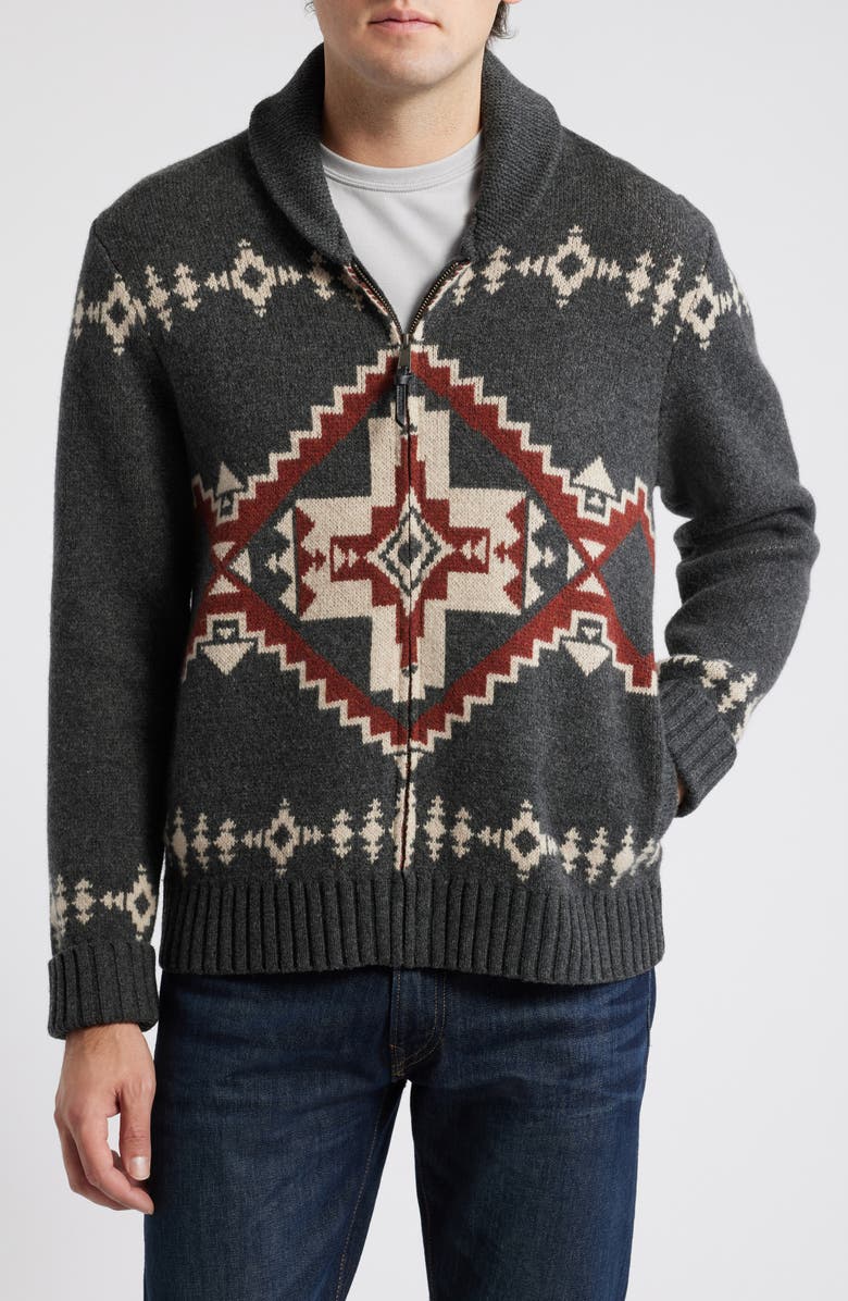 Pendleton Four Corners Lambswool Zip Cardigan, Alternate, color, 