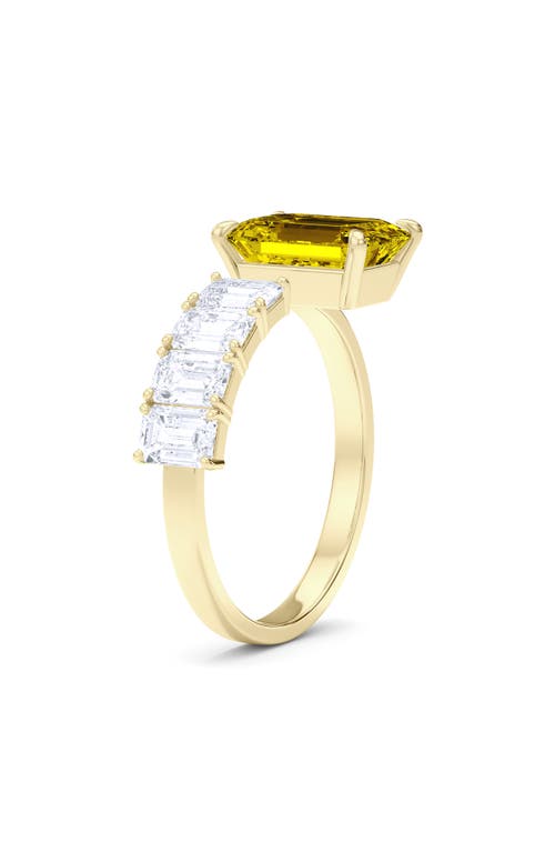 Hautecarat Floating Yellow Lab Grown Diamond Open Ring In Green