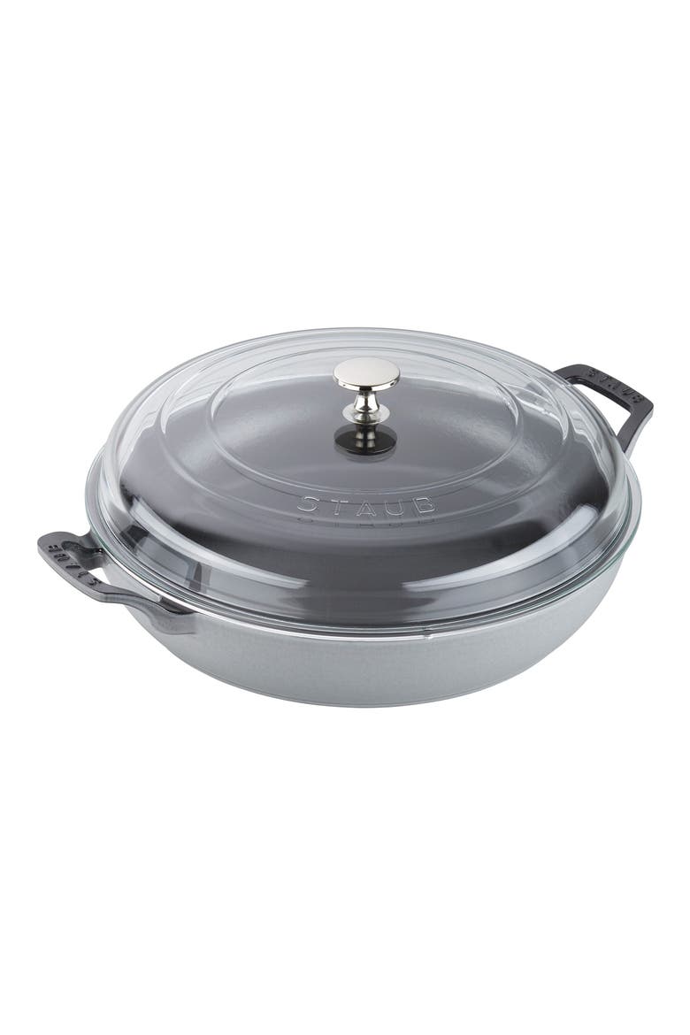 3.5 Quart Enameled Cast Iron Braiser with Glass Lid, Main, color, GRAPHITE GREY