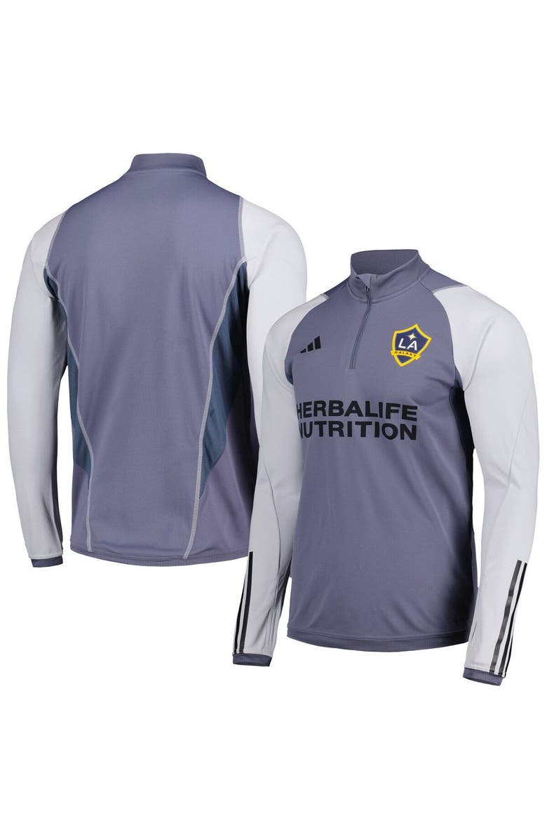adidas Men's adidas Gray LA Galaxy 2023 On-Field AEROREADY Quarter-Zip Training Top, Main, color, 