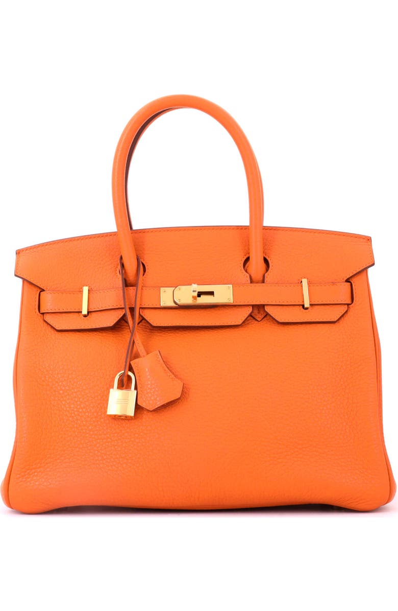 Pre-Owned Hermes Birkin Handbag Orange Clemence with Gold Hardware 30, Main, color, Orange H