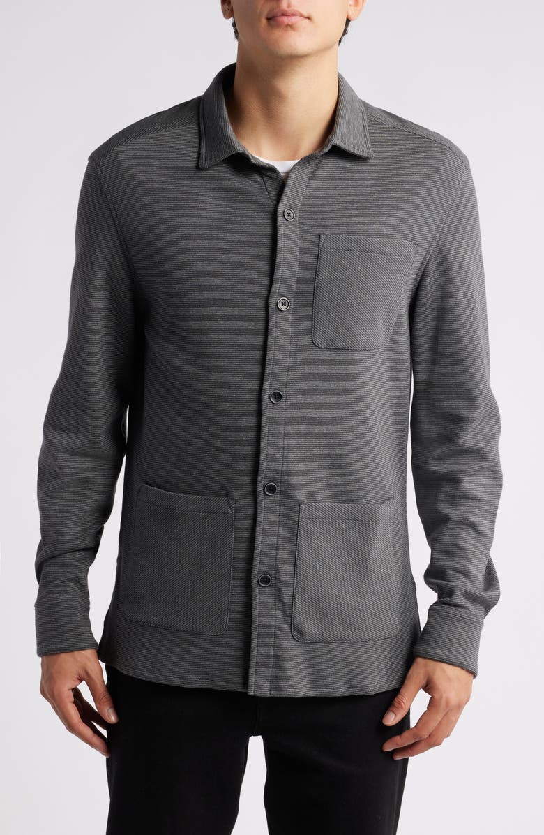 Robert Barakett Lockhead Cotton Blend Knit Overshirt, Main, color, Dark Grey