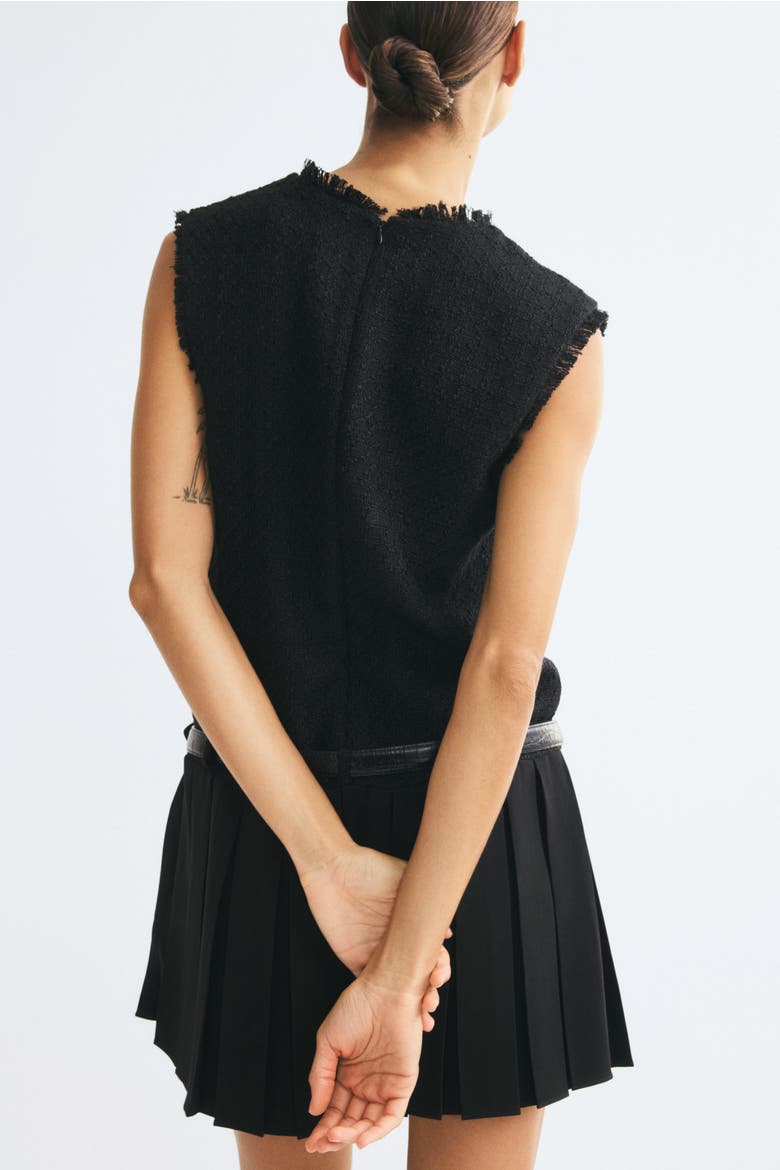 Belted Bouclé Dress, Alternate, color, Black