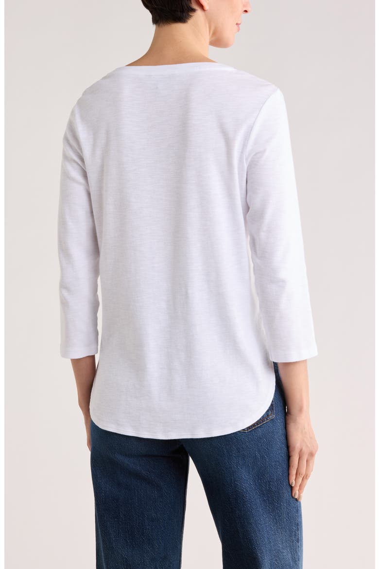 Ribbed High-Low Cotton Shirt, Alternate, color, WHITE