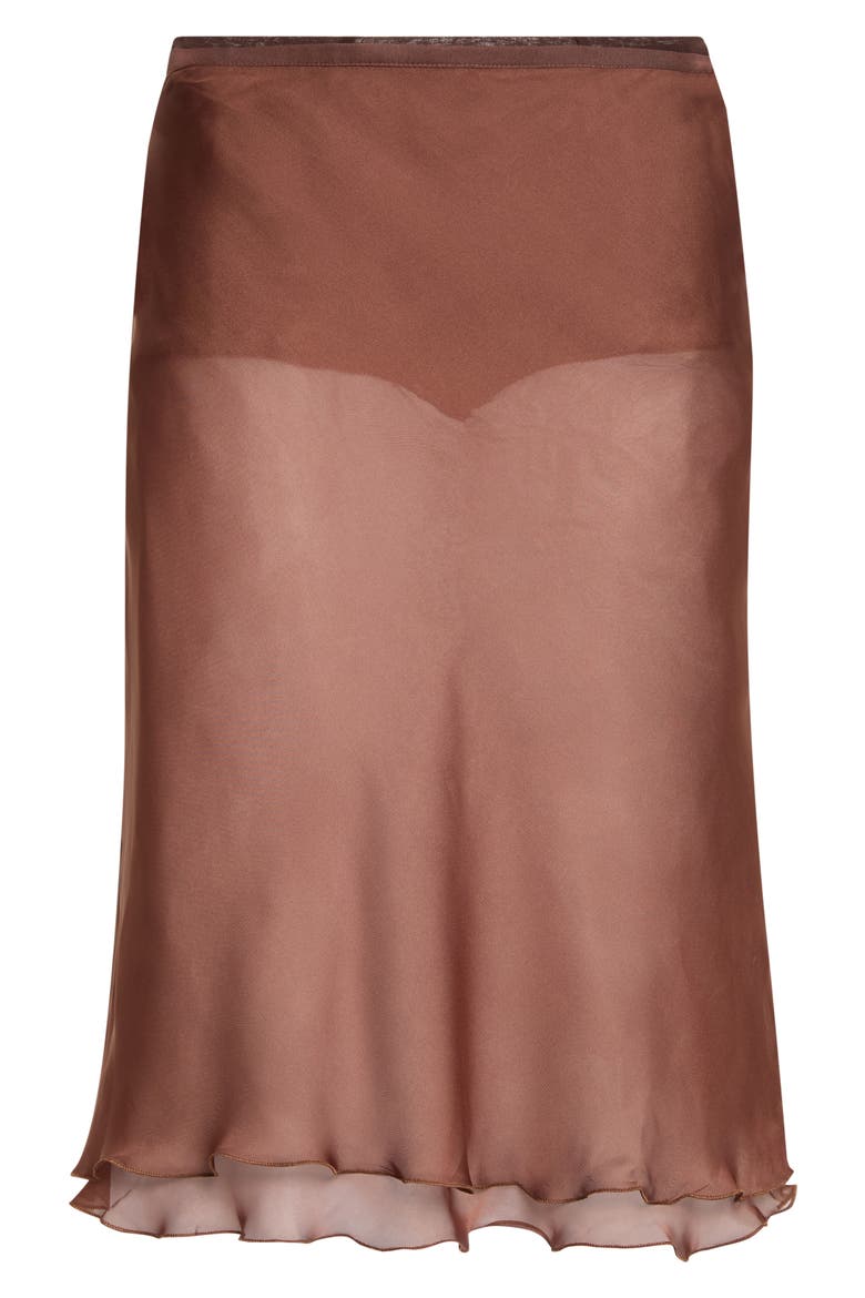Colette Sheer Chiffon Midi Skirt, Main, color, BROWN