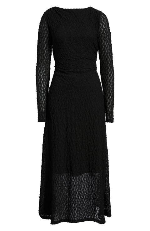 Lace Long Sleeve Midi Dress