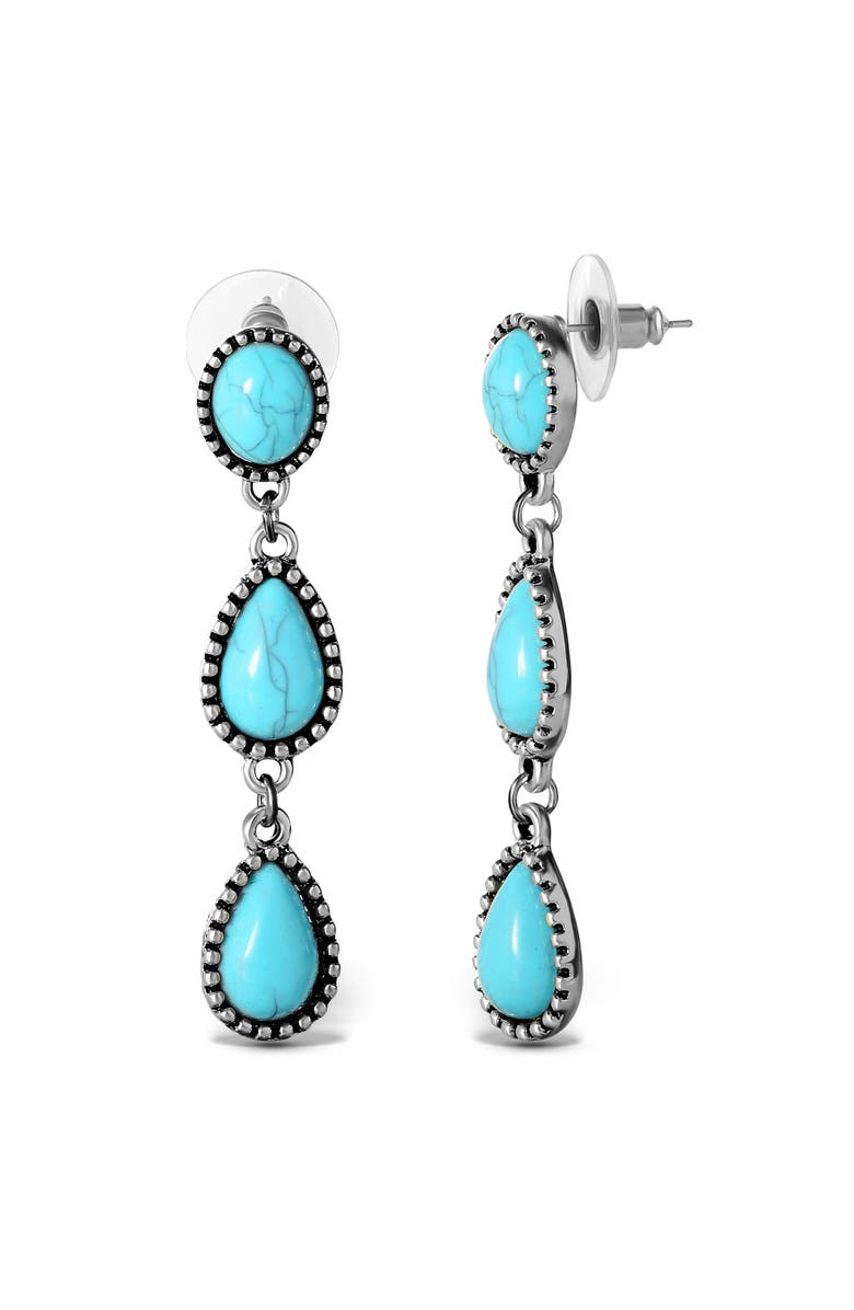Jessica Simpson Three Stone Drop Earrings, Alternate, color, Silver, Turquoise
