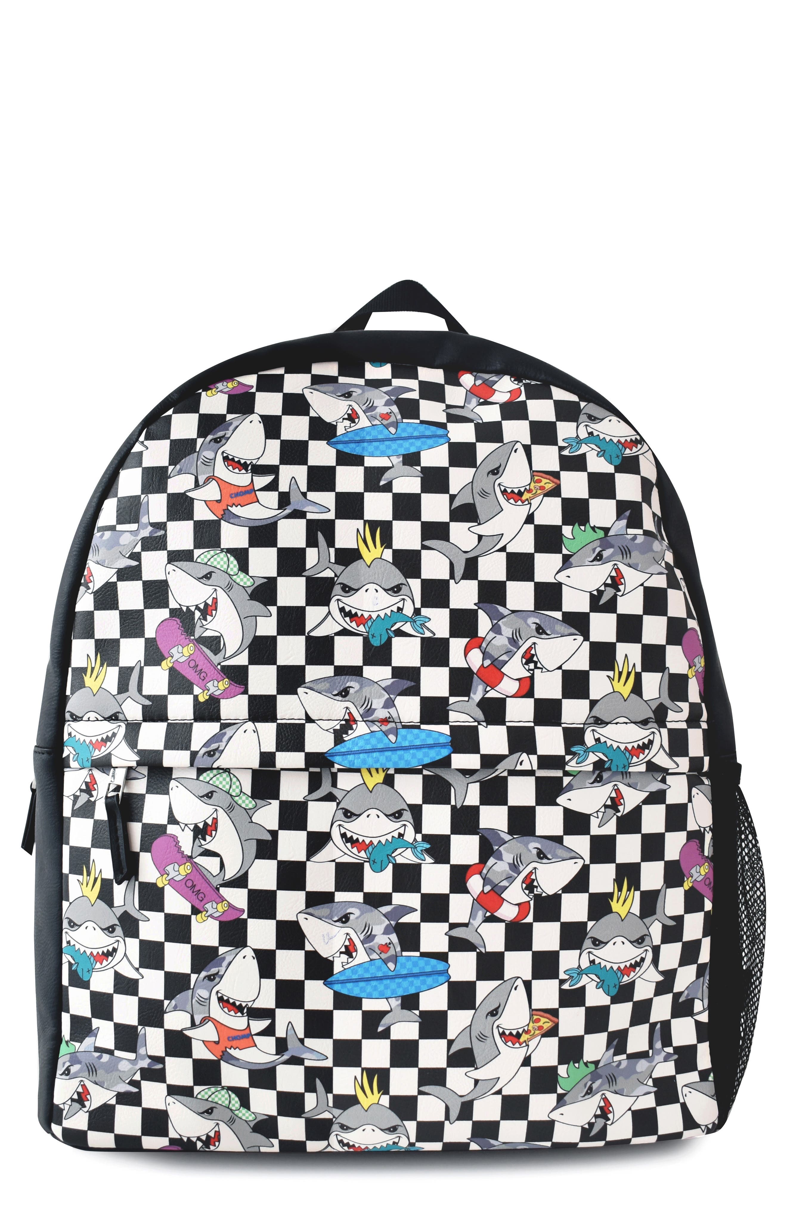 OMG Accessories Kids' Shark Print Large Backpack, Main, color, 