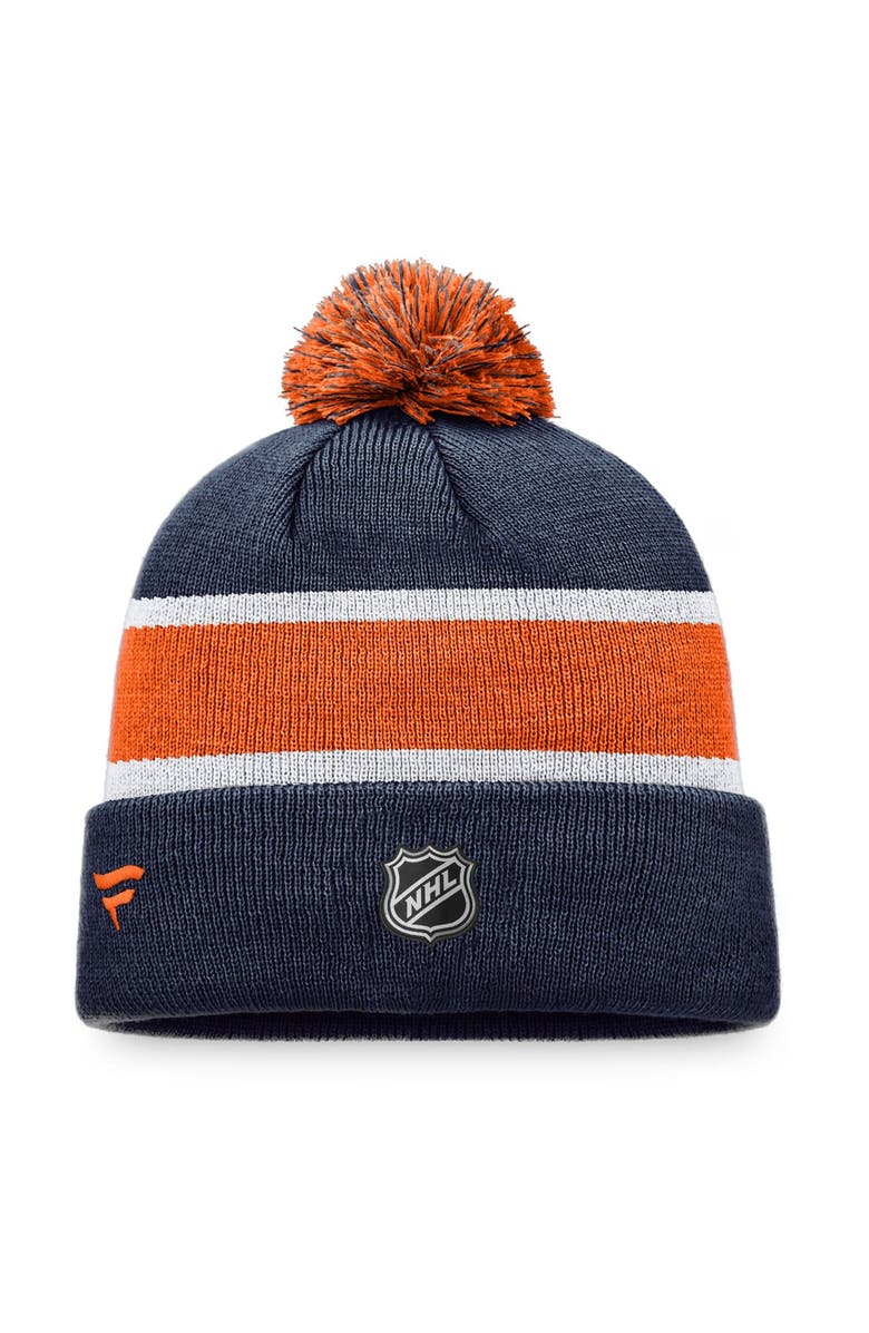FANATICS Men's Fanatics Branded Navy/Orange New York Islanders Special Edition Cuffed Knit Hat with Pom, Alternate, color, 