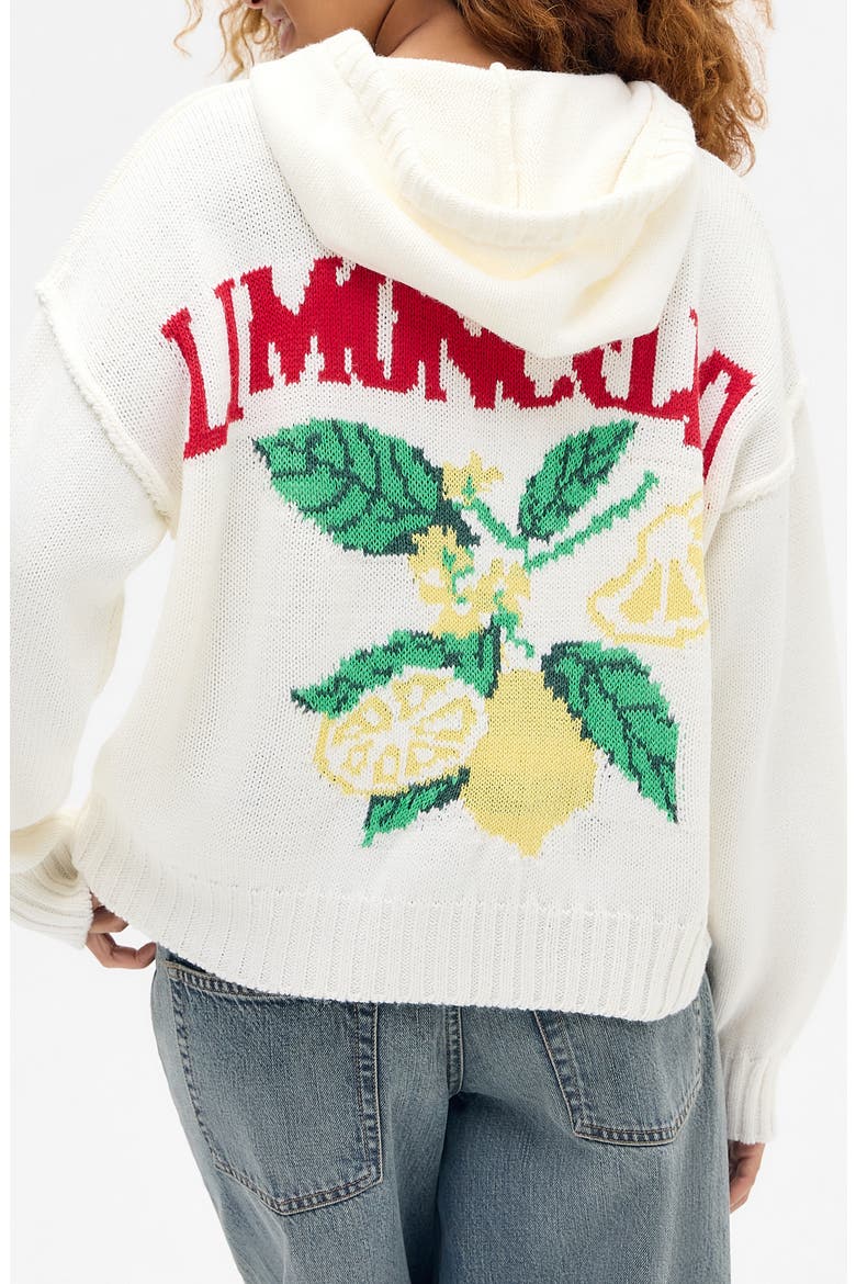 Limoncello Button-Up Graphic Hoodie Cardigan, Alternate, color, WHITE