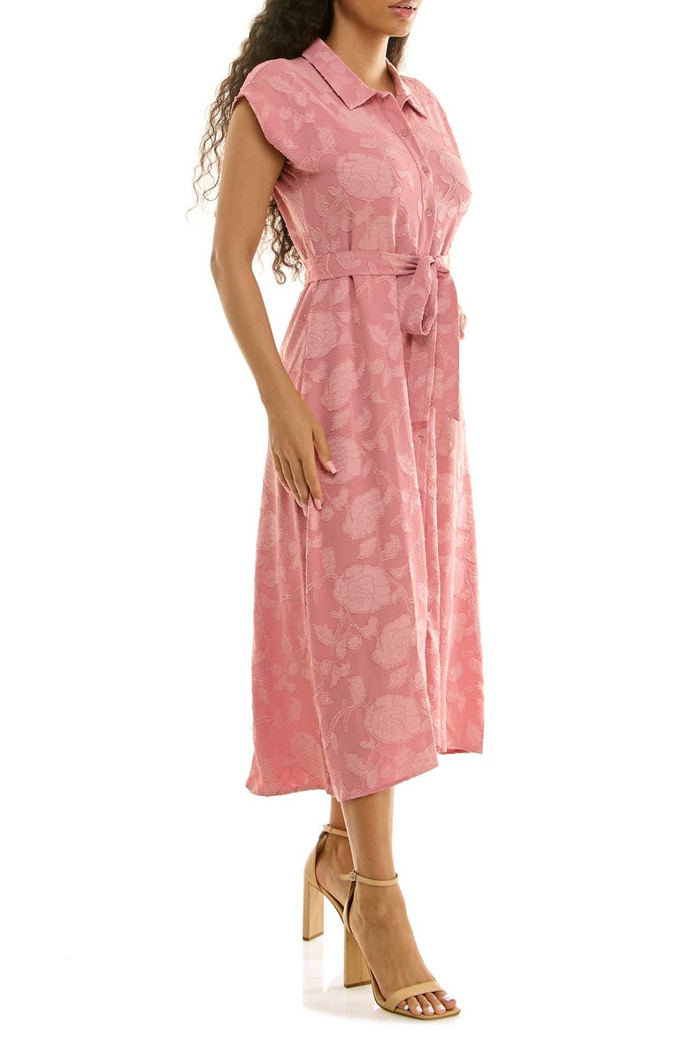 Nina Leonard Floral Cap Sleeve Shirtdress, Alternate, color, Mauve