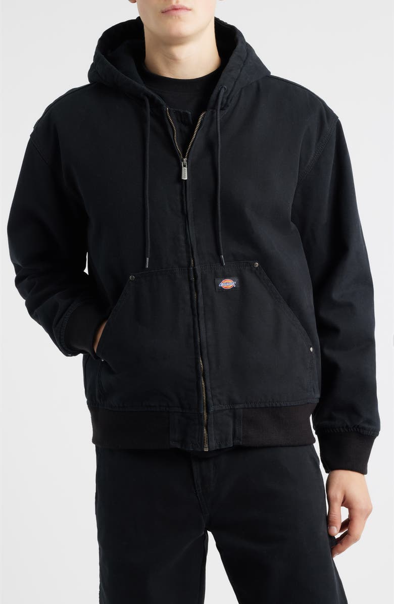 Dickies Hilham Hooded Canvas Jacket, Alternate, color, Black