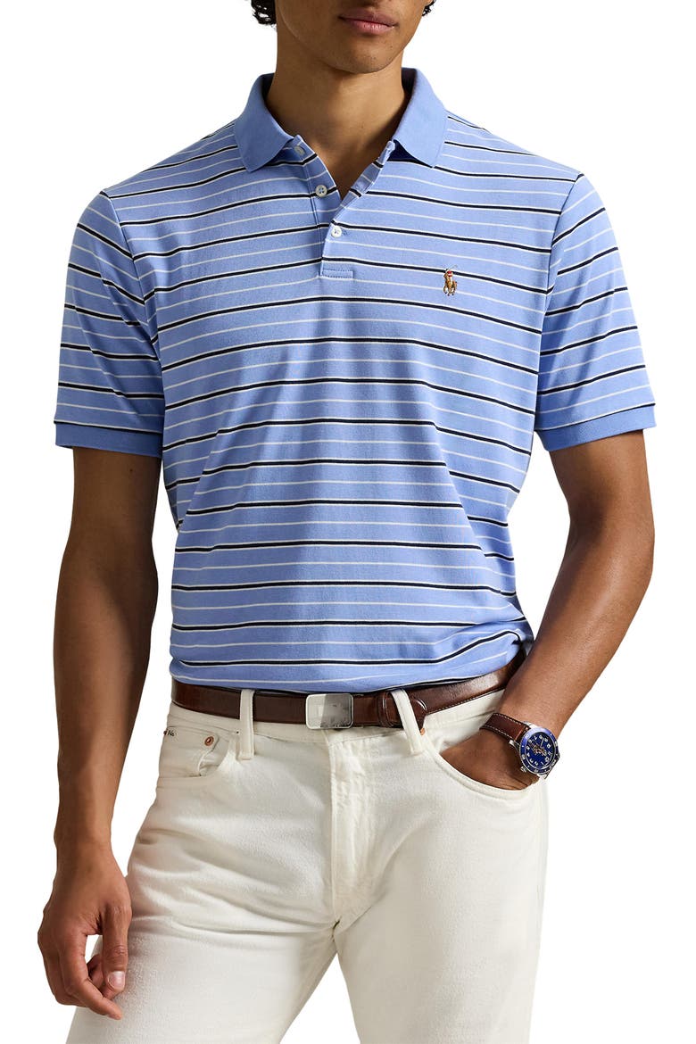 Classic Fit Stripe Cotton Polo, Main, color, FALL BLUE MULTI