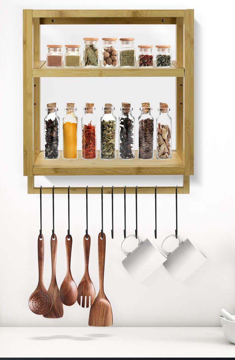 SORBUS Bamboo Kitchen Shelf & Towel Rack, Alternate, color,