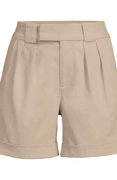 Lands' End Chino High Rise Pleated 7" Shorts In Champagne