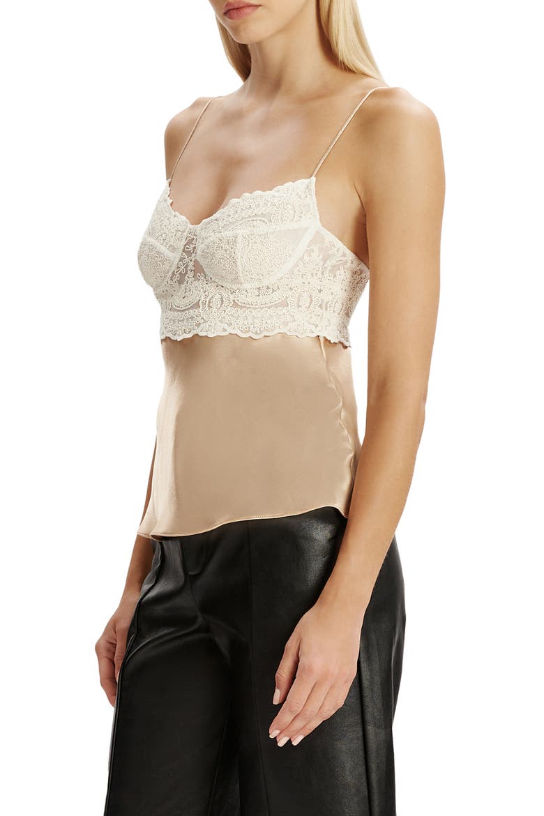 Tzariana Satin & Lace Camisole, Alternate, color, GOLDEN