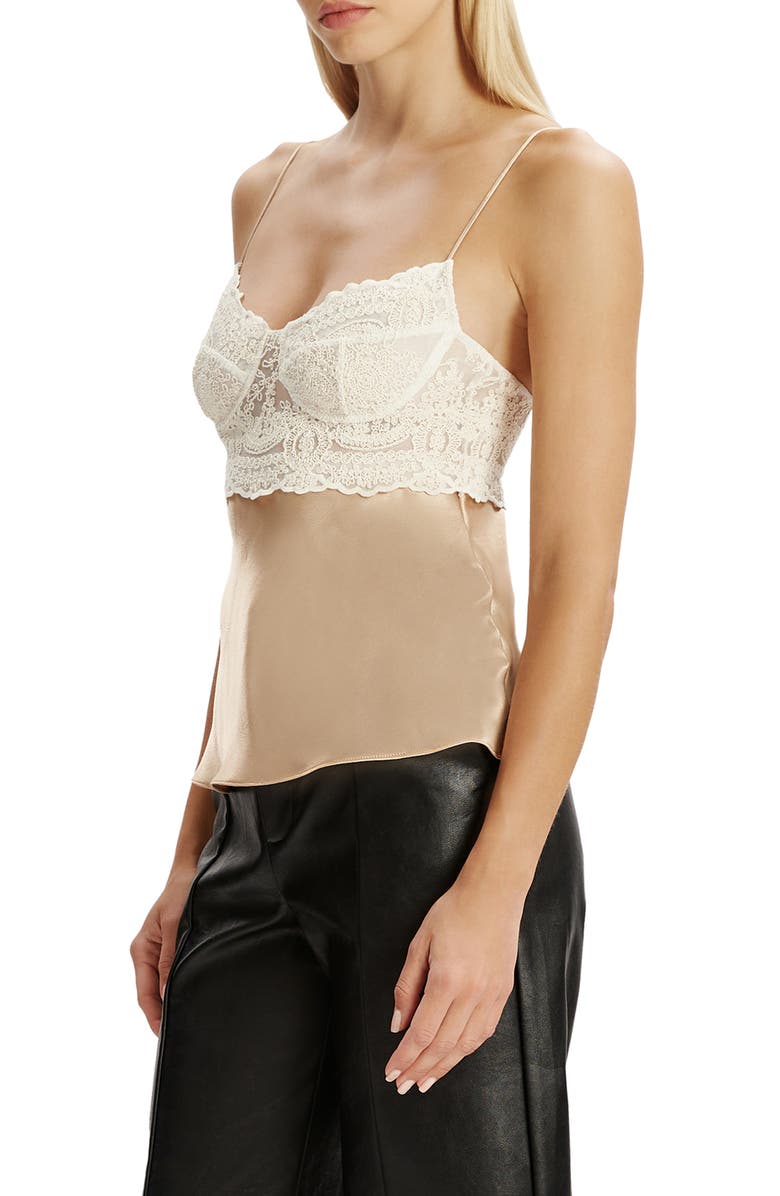 Bardot Tzariana Satin & Lace Camisole, Alternate, color, Golden