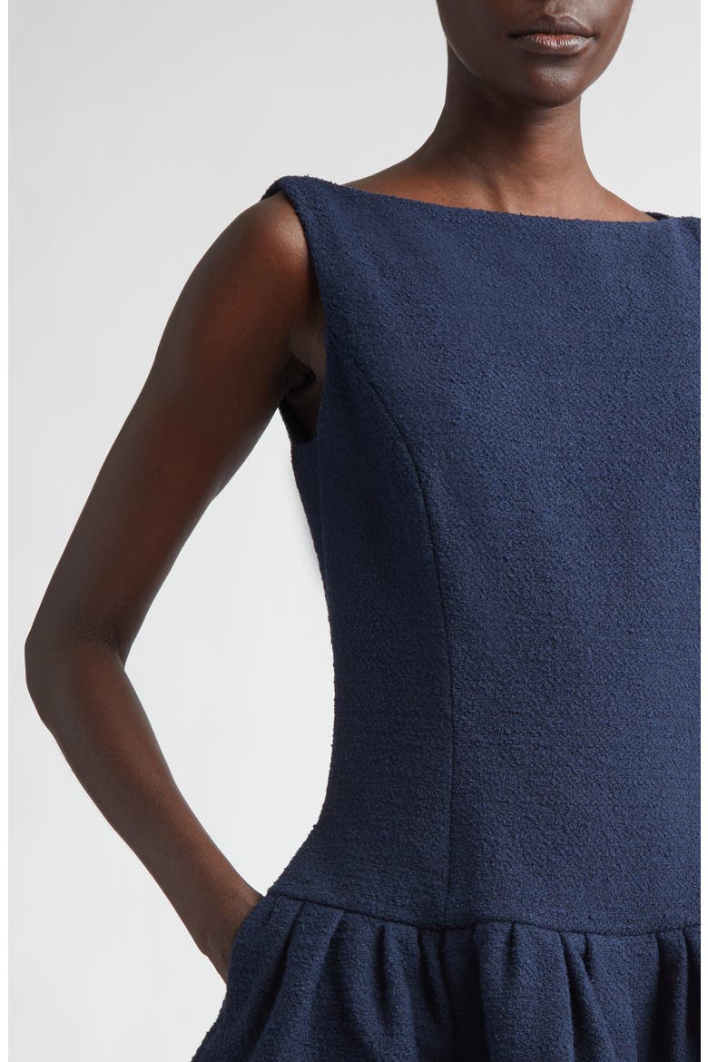 Bubble Hem Tweed Minidress, Alternate, color, NAVY